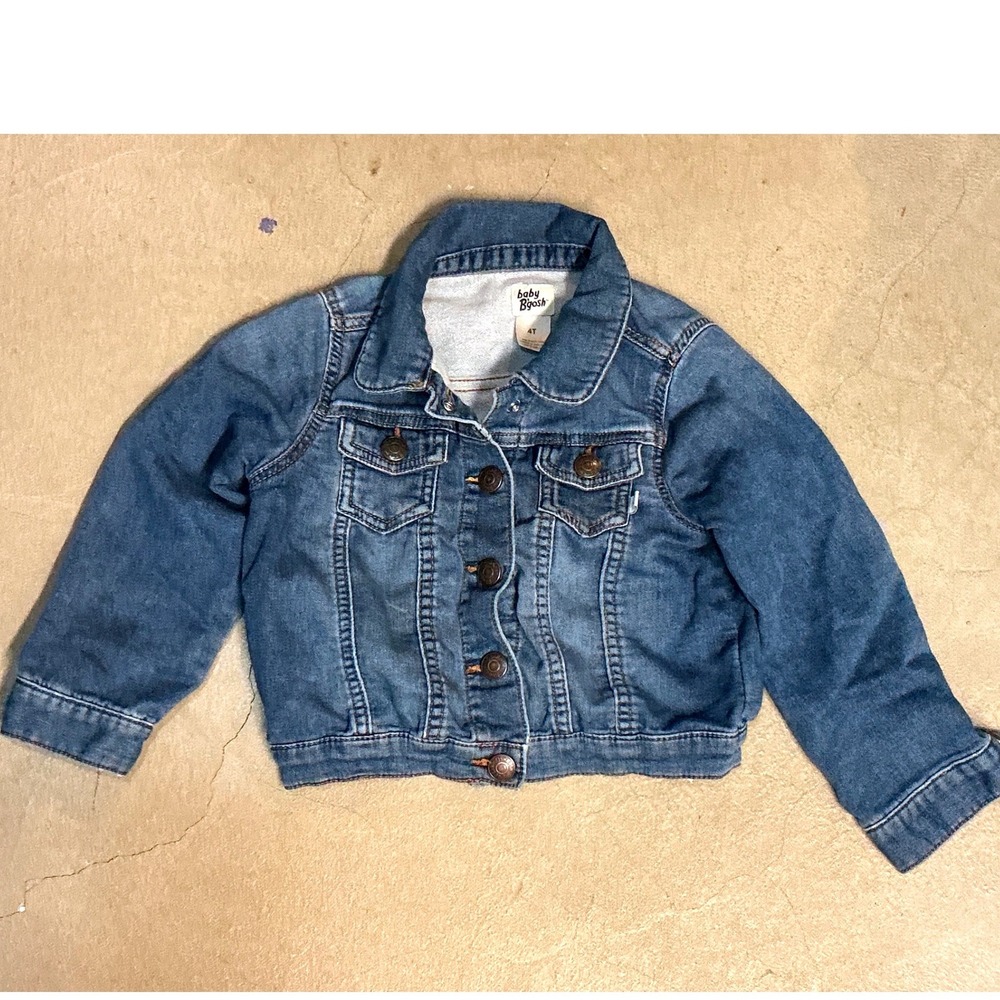 OshKosh B'gosh Denim Jacket Toddler 4T Blue Excellent Button Up Trucker Coat